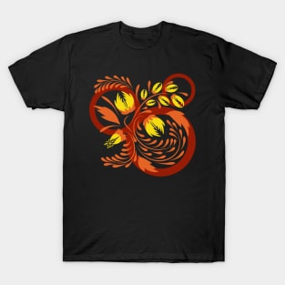 Folk flowers floral art print Flowers abstract art T-Shirt